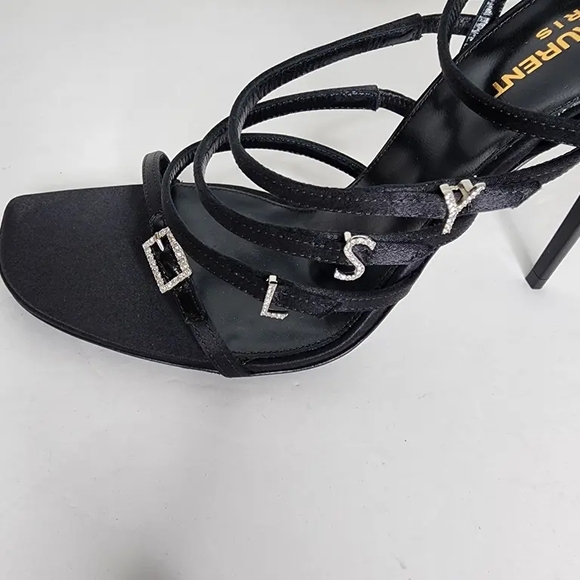Yves Saint Laurent Black Strappy Heels - Picture 2 of 7
